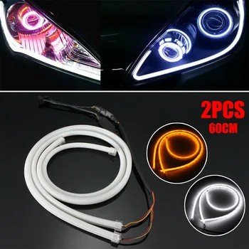 

2x 60cm Car Sequential Headlight LED Strip Lights DRL Dynamic Turn Signal Vibration Resistant