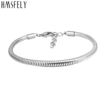 HMSFELY 316L Титан Нержавеющая сталь змея цепи браслет для женщин DIY Шарм Браслеты 17+ 4 см длина застежка Омар цепи