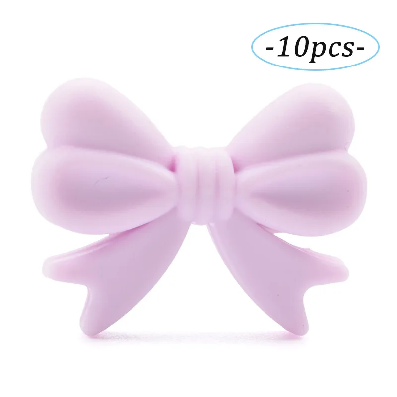 lavender fog LOFCA силиконовые бусины бант 10 шт. BPA бесплатно пищевого качества силиконовые бусины для прорезывания зубов кулон Жевательная соска чип уход ожерелье драгоценность - Цвет: lavender fog