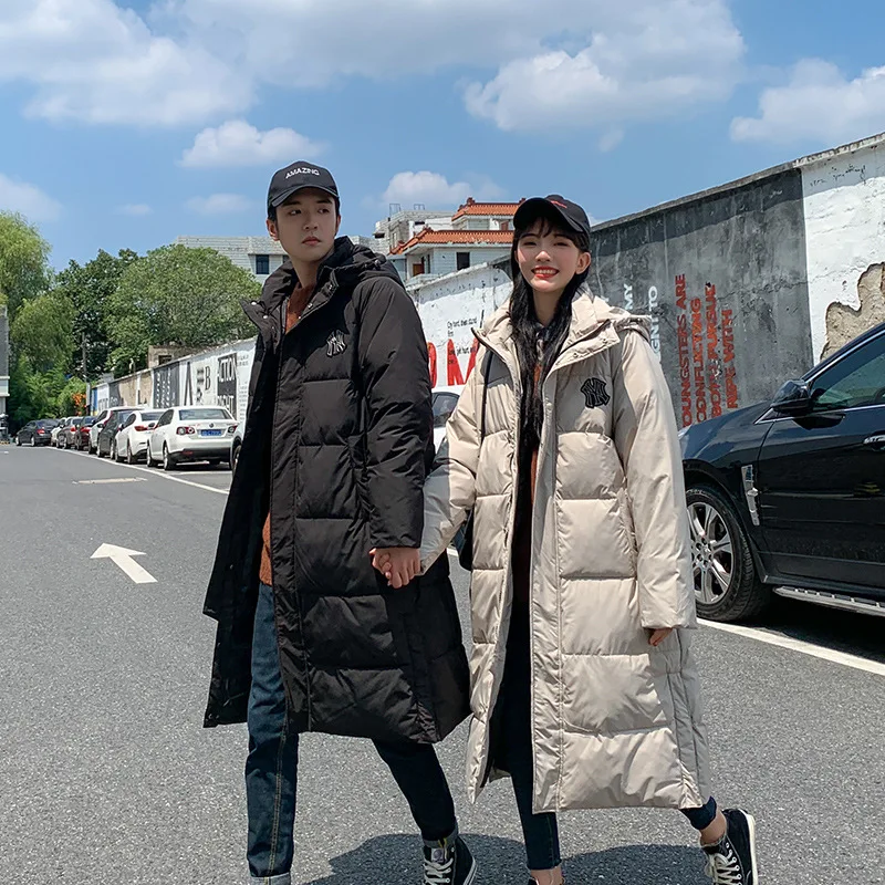 

Couples Cotton Coat Women's Winter Long over-the-Knee Cotton-padded Clothes Winter Coat Student Korean-style Loose-Fit Cotton-pa