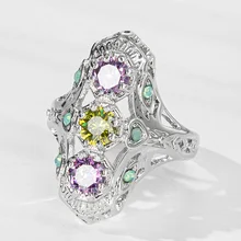 

ANGLANG Luxury Women Engagement Rings AAA Multicolour Cubic Zirconia Rings for Wedding Girlfriend Anniversary Gift