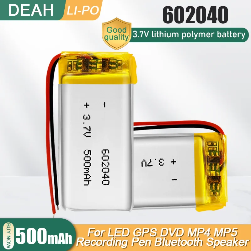 602040 3 7 V 500mAh литиевая полимерная аккумуляторная батарея для MP3 MP4 MP5 игрушка GPS DVD