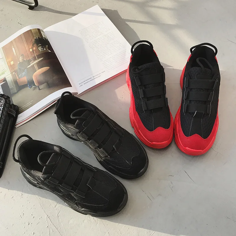 Женские кеды на высокой платформе; коллекция года; модные женские туфли для папы; цвет красный, черный; женская повседневная обувь на массивном каблуке; женская обувь; chaussures femme