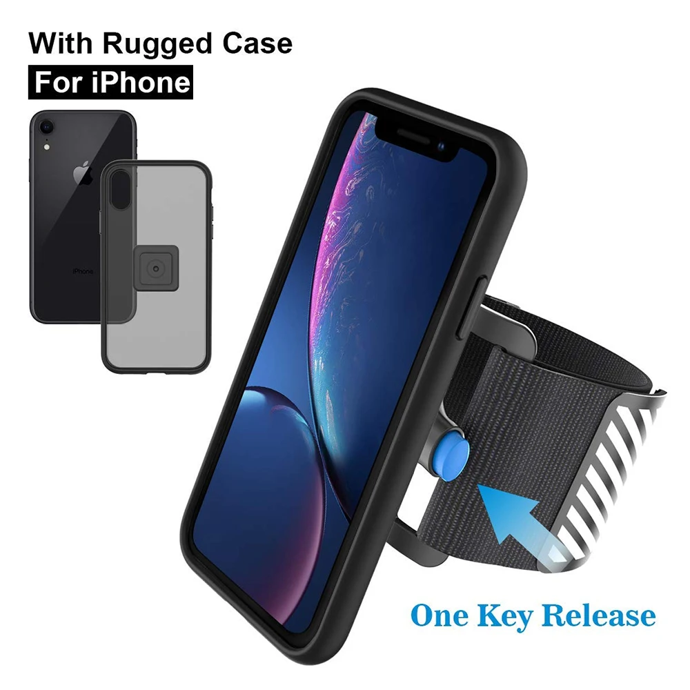 

Running Armband Case Kit For iPhone Xs Max Xs XR 8 7 One Key Release Quick Mount Detachable for Hiking Jogging Biking Workouts