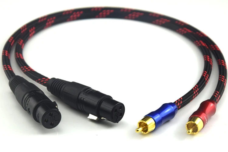 Hifi 2RCA Male to 2XLR Female Audio Cable Hi-end 4N OFC Dual XLR Female to Dual RCA Male Audio Wire