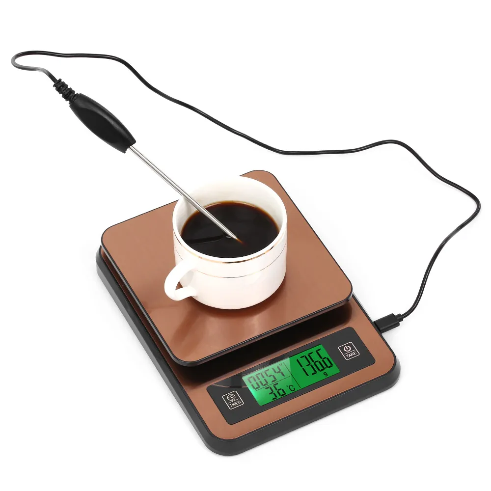  LCD Display Green Backlight 3kg/1g Digital Coffee Scale Multifunction Kitchen Food Scale with Timer - 4000327175651