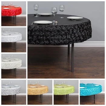

Round Satin Rosette Poly Tablecloth Wedding Table Cloth Cover Hotel Event Decoration