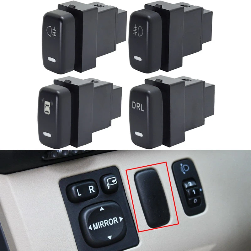 Car Front Rear Fog Light Switch DRL Radar Button with Connection Wire