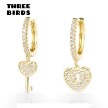 Трендовые золотые серебряные серьги с замком в виде сердца с кристаллами Новые Модные CZ серьги-кольца для женщин Свадебные ювелирные изделия