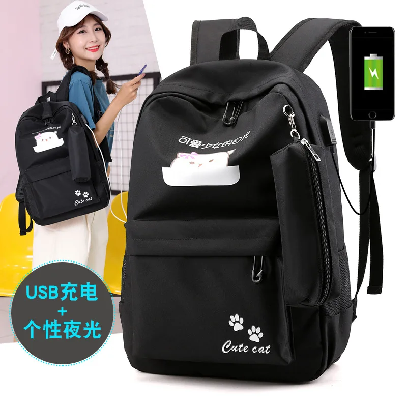 

2019 New Style Middle School Students Shoulder School Bag Oxford Cloth Bag Women's Korean-style INS Fashion Lightweight Backpack