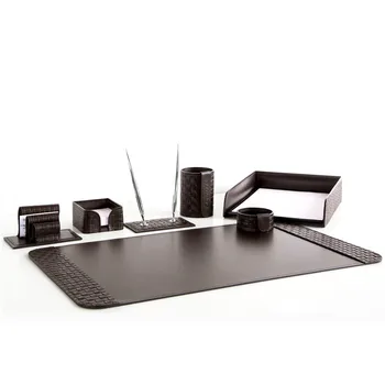 

Table set made of genuine leather, chocolate trechcha, 7 items