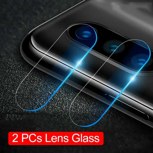 Закаленное стекло на Xiaomi Mi CC9 CC9E 9T Pro A3 A2 Стекло протектор телефона металлический бампер Защита для объектива камеры кольцо чехол - Цвет: 2 PCs Lens Glass