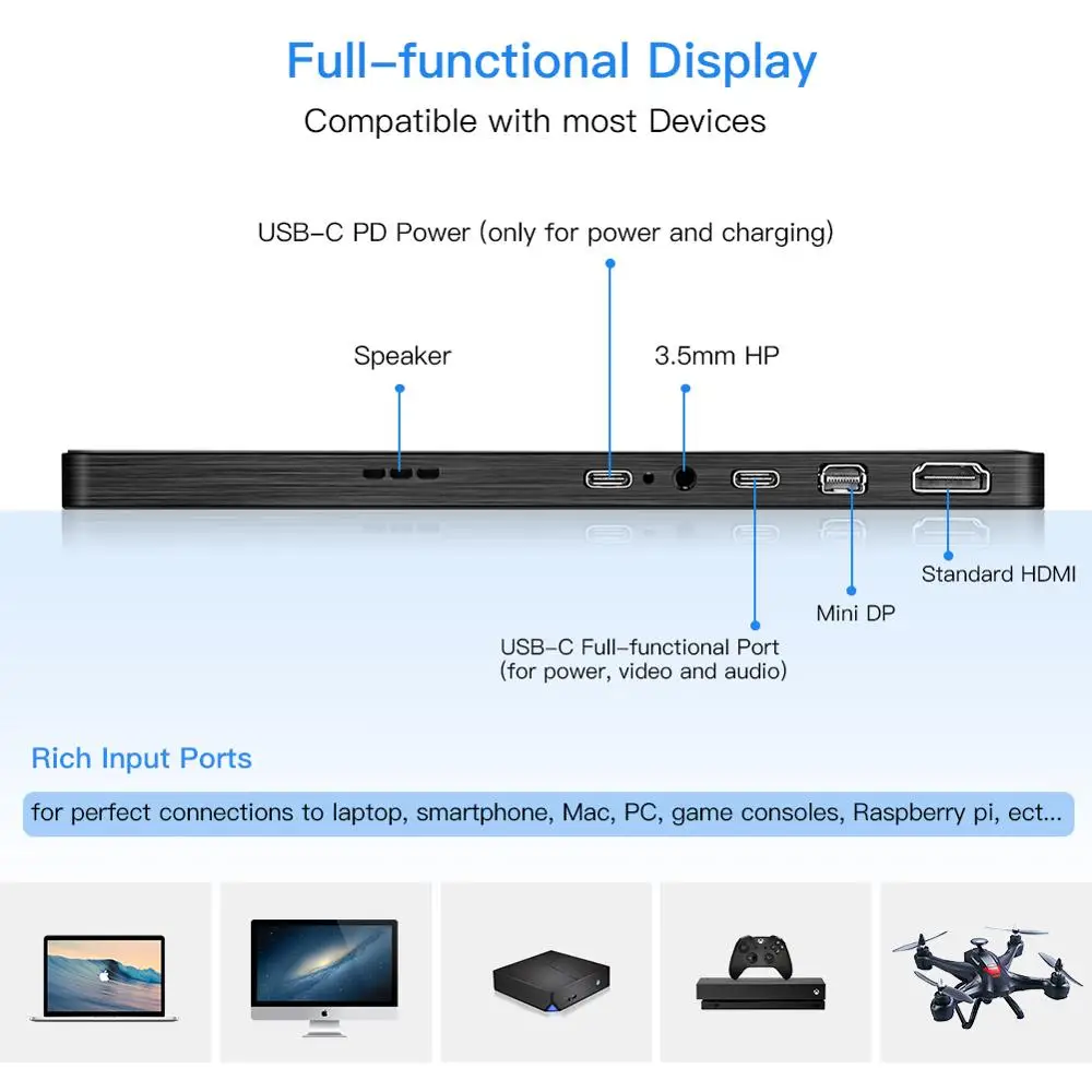 Eyoyo-EM13Q 13.3 ġ IPS ũ 3840X2160 UHD ޴ , ƺ PC PS4 Xbox ġ LCD 4K HDMI DP  ̸ ÷