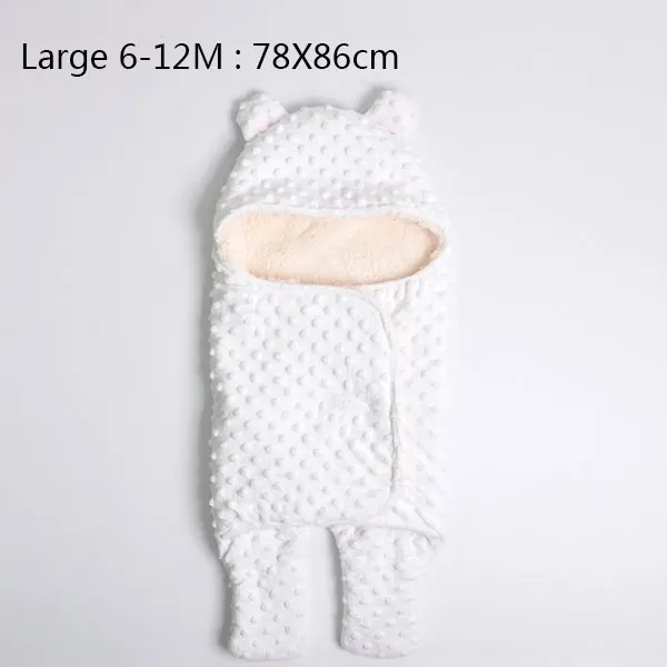 White big size Детские хлопковые одеяла для новорожденных от 0 до 12 месяцев, мягкие зимние спальные мешки для новорожденных - Цвет: White big size