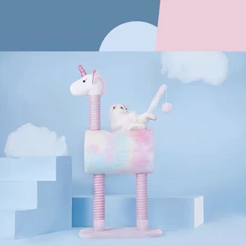 

Cat Climbing Frame Unicorn Style Cat Scratcher games Restful Tree Cats Toy Posts Scrapers Natural Sisal Pet Cat Tree House Condo