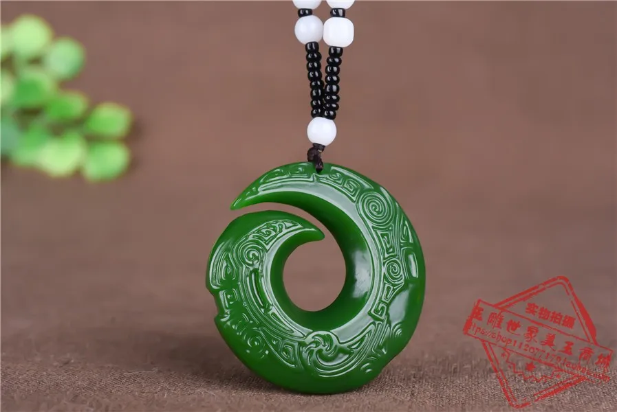 Кулон Hetian Jade Reverse the Heaven and the Earth Jade, сертификат на кулон из натурального зеленого нефрита