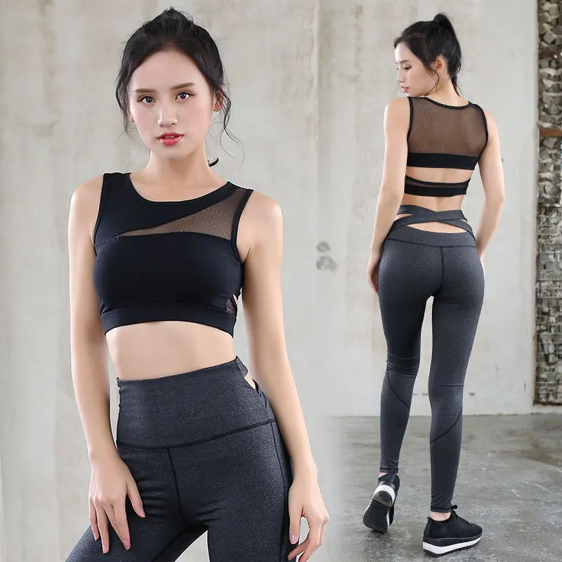 Back Cutout Mesh Sports Bra Women Fitness Shockproof High Impact Bra