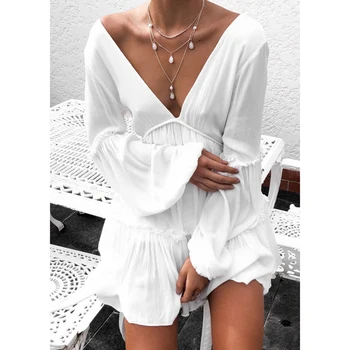 

Women Bicini Urban Casual Rayon Hollow Horn Sleeve Beach Blouse Sunscreen Swimsuit Jacket Beach Vacation Skirt Swim Wear