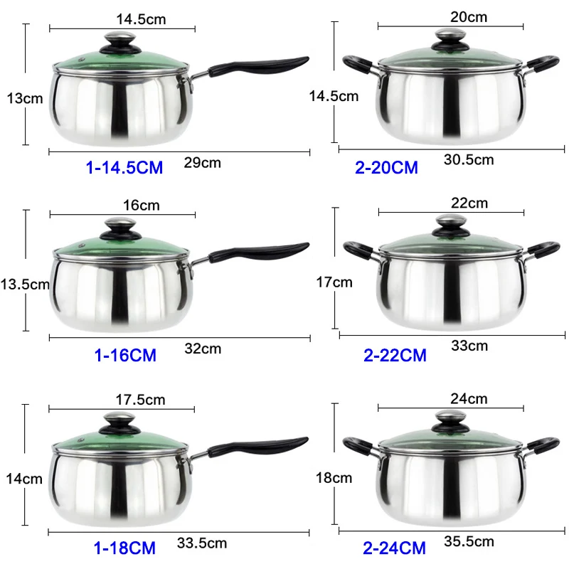 

1 Pcs Stainless Steel Cook Pot Stockpot with Lid Milk Saucepan Cookware JS21