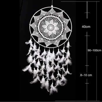 

Large Wedding Dreamcatcher Stitched Pattern Lace Dreamcatcher Bohemian Home Feather Handicraft Pendant