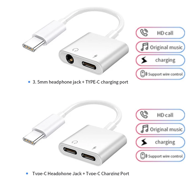 Адаптер USB C 2 в 1 зарядный кабель с разъемом 3 5 мм для Samsung Note 10 Plus S20 Fe Note20 Ultra