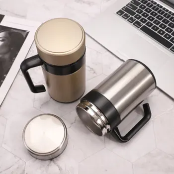 

Stainless Steel Business Men Office Tea Cup Mug With Handle Strainer vacuum flask tea office water cup with handle tea leak new