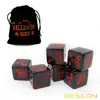 Set of 6 Bescon Halloween Dice 6 Sides in Solid Black, 6 Sided Halloween Dice Set in Velvet Pouch 1