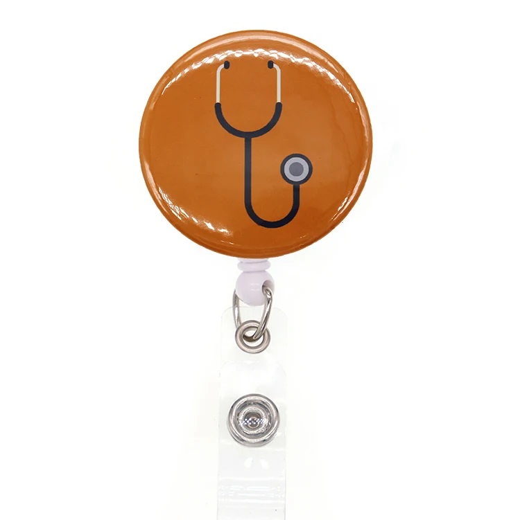 

30 шт./лот Бесплатная доставка Индивидуальный Круглый Металлический эхометр ID бейдж держатель выдвижной медицинский бейдж катушка с зажимом