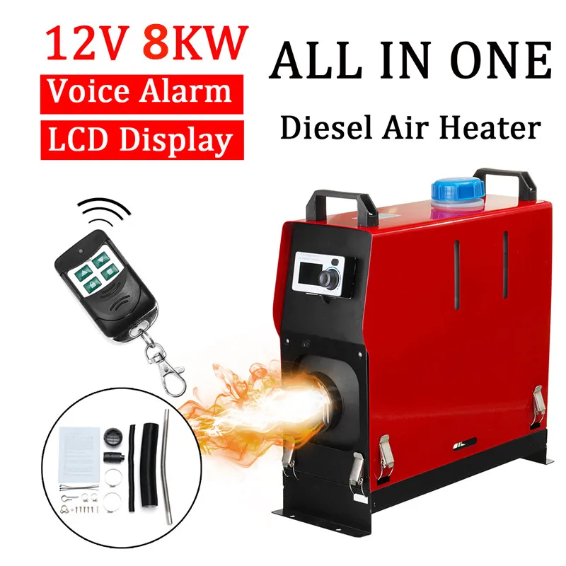 

One Hole Air Diesel Heater 12V 8KW LCD Parking Heater For Car Trucks Trailer With Remote Control Monitor Low Noise Automatic