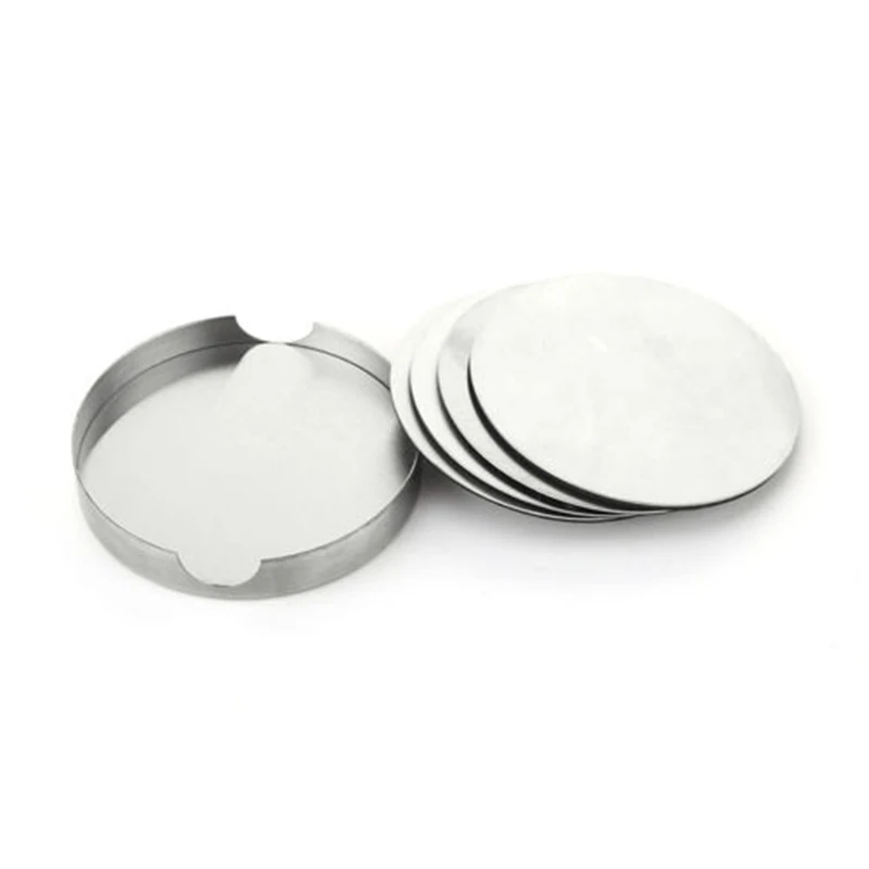 Stainless Steel Round Drink Coasters Set Of 6 Holder Stylish Modern Design