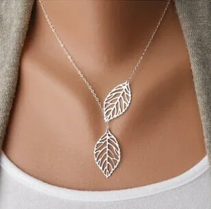 

Wholesale New Stunning Celebrity Sideways Vertical Tree leaf Charm Infinity Pendant Necklace Chain Wedding Event Jewelry
