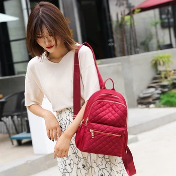 

New Fashion Style Backpack Women Diamond Lattice Nylon Backpacks Designer Retro Travel Bagpack For Girls School Bag