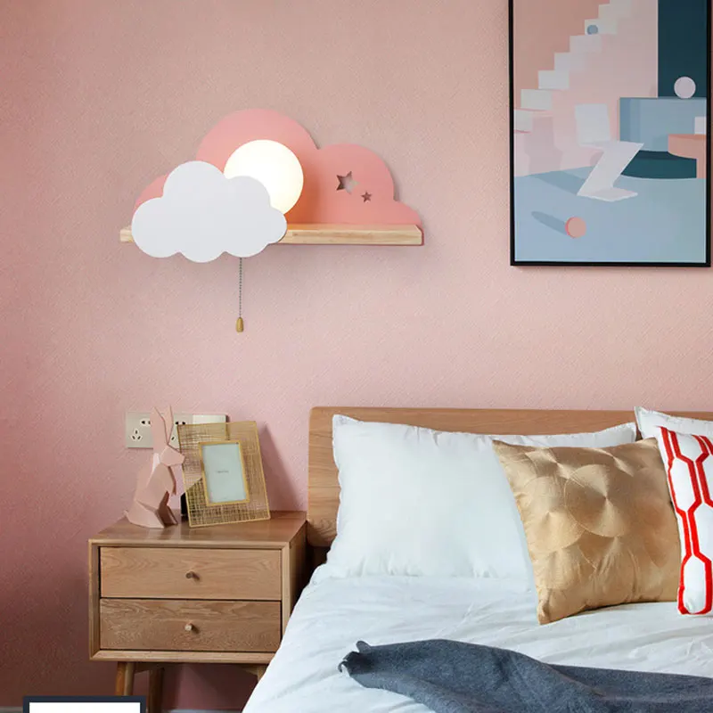 

Cloud Moon E27 Wall Lamp LED Bedside Lamp for Children Iron Art Creative LED Wall Light for Living Room Home Decoration
