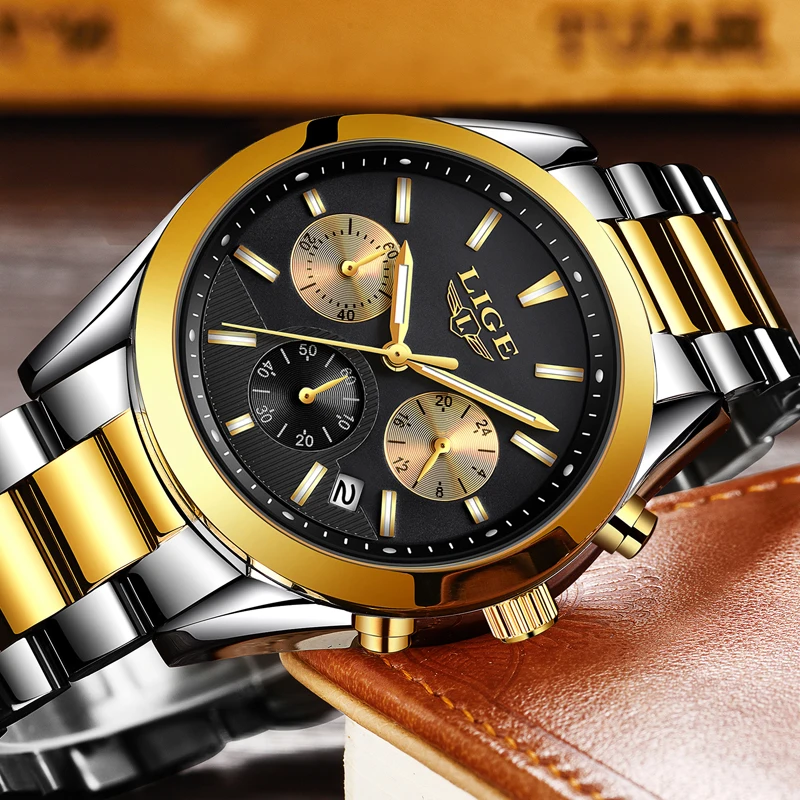 2020 Mens watch Luxury brand LIGE chronograph men Sport Waterproof steel watch Quartz watches Relogio Masculino Zegarek Damski