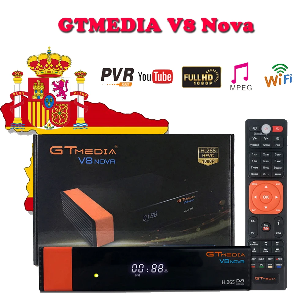 Лучшие GTmedia v8 nova DVB S2 спутниковый ресивер с Full HD 1080P Испания Польша Европа Freesat V7S ТВ коробка стабильный мир cccam