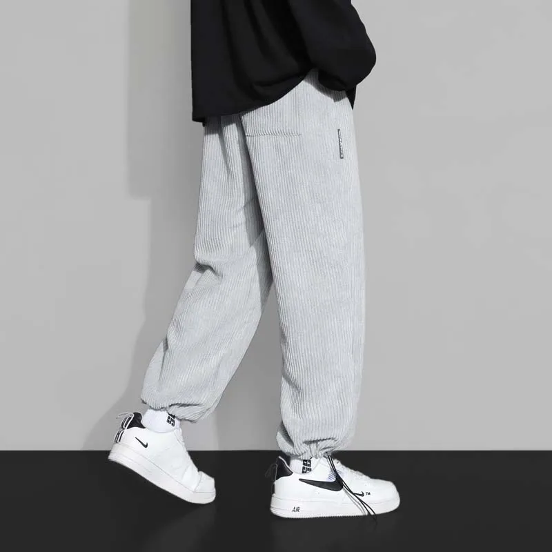 

2021 Fall/winter Loose Corduroy Wide Leg Pants Solid Color Drawstring Leg Pants Track Pants Japanese Fashion