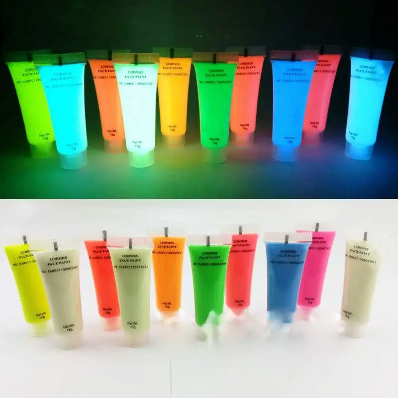 

Glow in The Dark Liquid Luminous Pigment Non-Toxic Blacklight Face Paint Makeup
