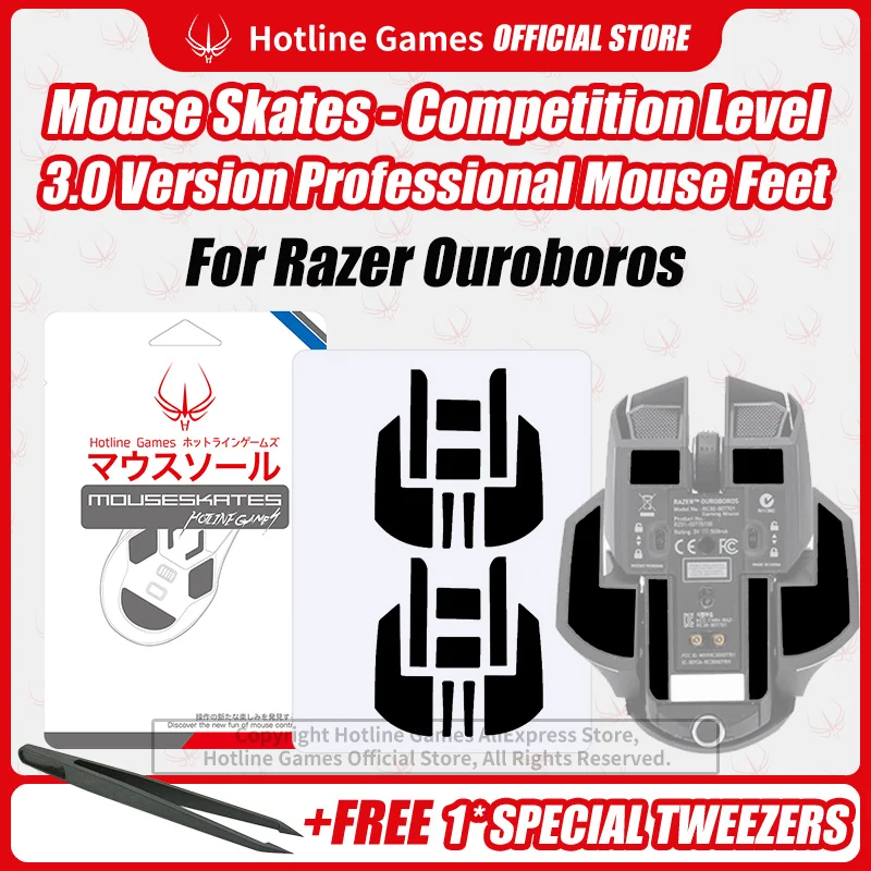 

2 Sets Hotline Games 3.0 Mouse Skates Mouse Feet Replacement for Razer Ouroboros Gaming Mouse,Smooth,Durable,Glide Feet Pads