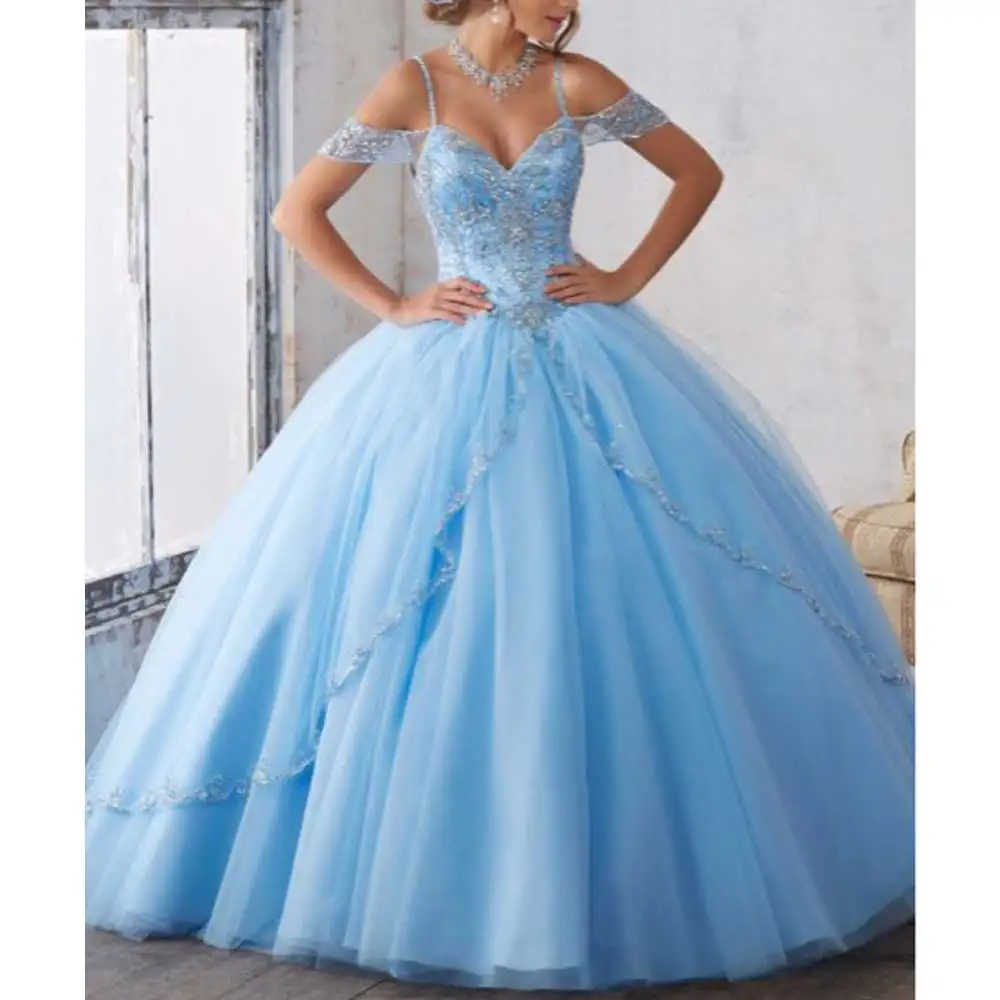 

Quinceanera Dresses Luxury Beading crystal Ball Gown Girls Party Dresses vestidos robe de bal Sweet 15 16 Dresses