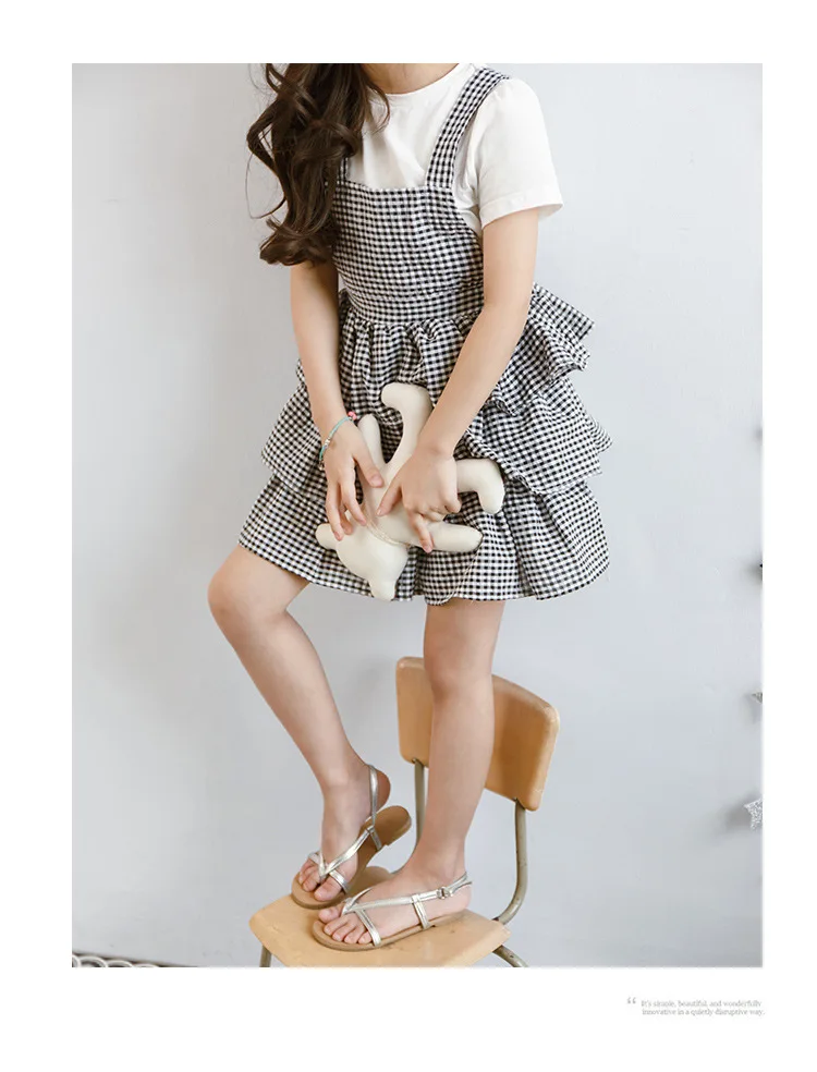 cotton sleeveless girls sundress dress school children clothing layered cute white black plaid girl dress summer kids clothes  4 5 6 7 8 9 10 11 12 13 14  years old little big teenage girl summer 2017 dress (5)