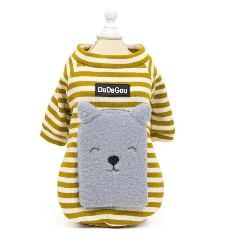 Милый медведь рюкзак свитер со щенком кофта с капюшоном с котенком индивидуальность популярный хлопок мягкий красивый осень зима теплая одежда для домашних животных - Цвет: Цвет: желтый