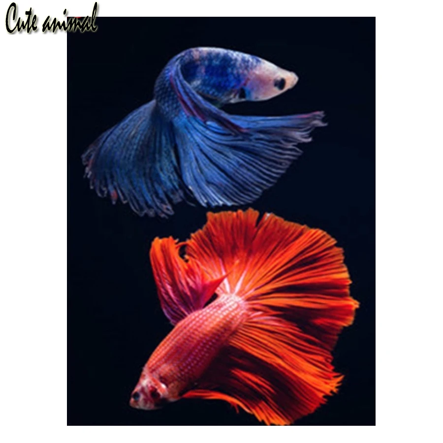 Cute animal Full Round Diamond Painting goldfish DIY 5D Square Drill Home Decor Embroidery Mosaic Handmade Gift | Дом и сад
