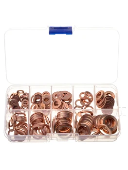 

200pcs/pack Copper Washer Gasket Set Sealing Solid Gasket Flat Ring Seal Assortment Kit Hardware M5 M6 M8 M9 M10 M12 M14