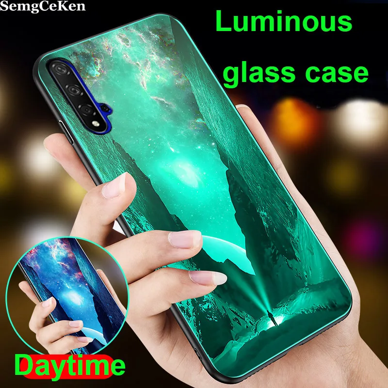 SemgCeKen Luminous Tempered glass case for Huawei honor 20 pro lite 20i V20 20pro honor20 luxury phone hard 3d back cover coque |