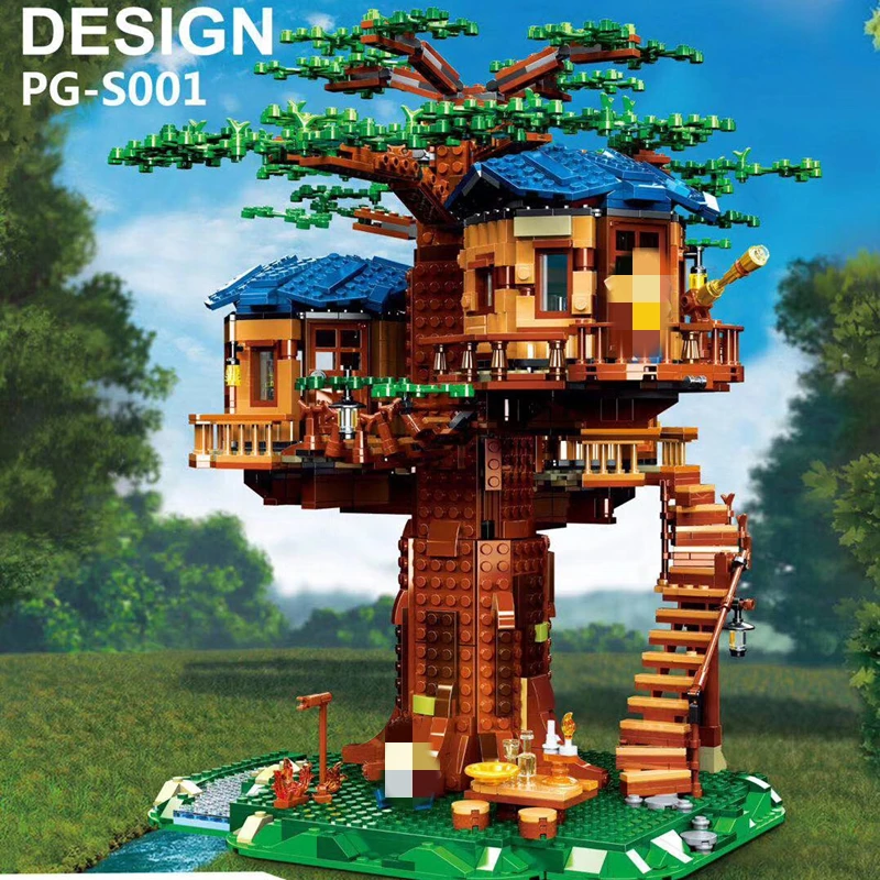 IN STOCK DHL Design Tree House Model 2156Pcs Leaves of two colours Building Blocks Bricks Toys Compatible 21318 Chirstmas Gifts - Color: 2156Pcs