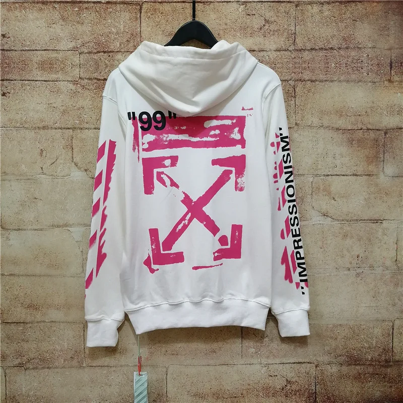 19SS OFF-WHITE OW 99 рендеринг розовый граффити с капюшоном мужская Толстовка