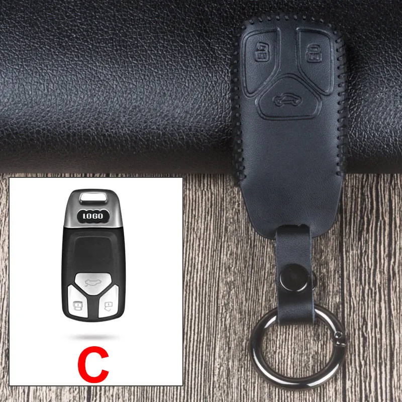 C Black Кожа дистанционного ключа автомобиля чехол Обложка для Audi A1 A3 A4L A5 A6 A6L A7 A8 Q3 S3 A4 B9 Q5 Q7 TT TTS 8S аксессуары - Название цвета: C Black