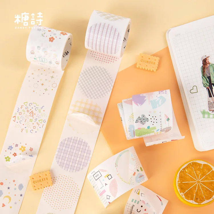 1 шт./лот клейкая лента из рисовой бумаги круг декоративный Клей Скрапбукинг DIY бумаги японские наклейки