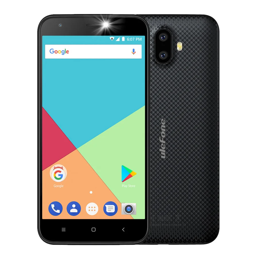 Ulefone S7 две задние камеры Android 7,0 MTK6580A четырехъядерный 5,0 ''HD 8MP 1 ГБ ОЗУ 8 Гб ПЗУ 2500 мАч 3g WCDMA мобильный телефон