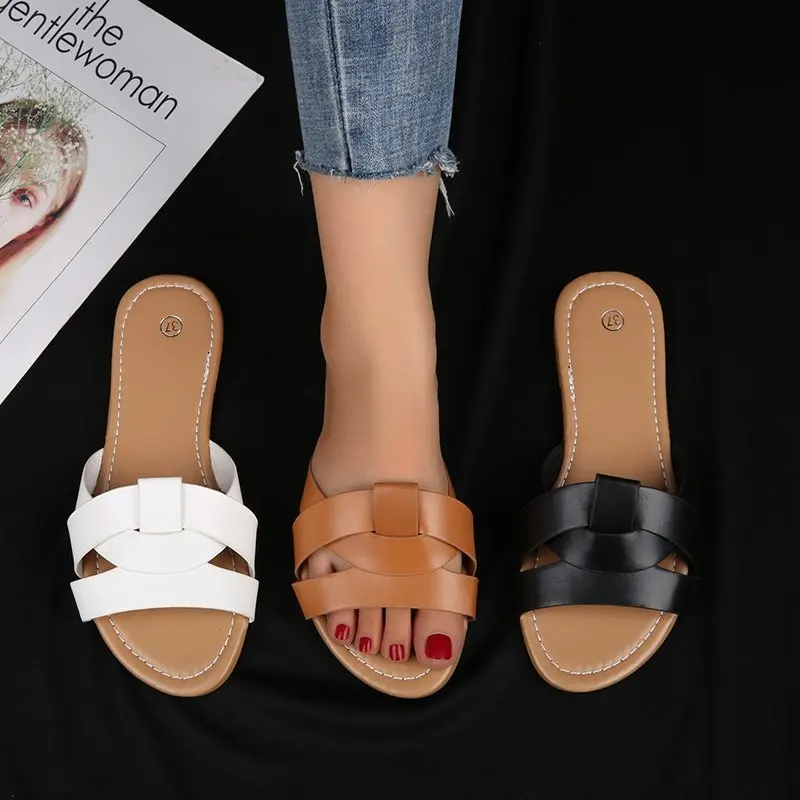 

2021New Fashion Brand Women Slipper Cross Women Outdoor Beach Flip Flops Open Toe Ladies Casual Flat Slides Shoes